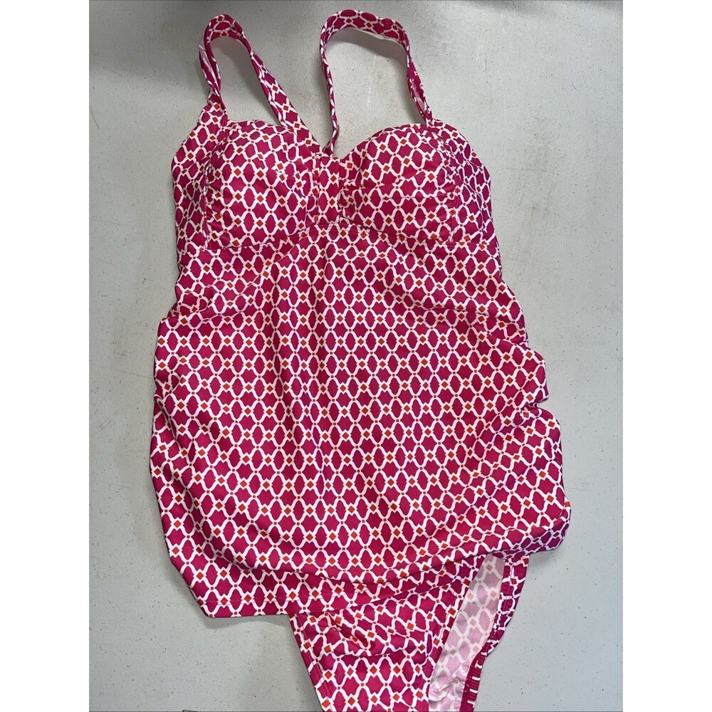 OH BABY MOTHERHOOD Pink Print Swimwear 1 Piece Maternity Top Size S NWOT